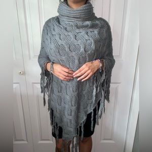 Grey Knitted Poncho
